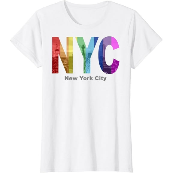 New York City Rainbow Pride Skyline NYC T-Shirt