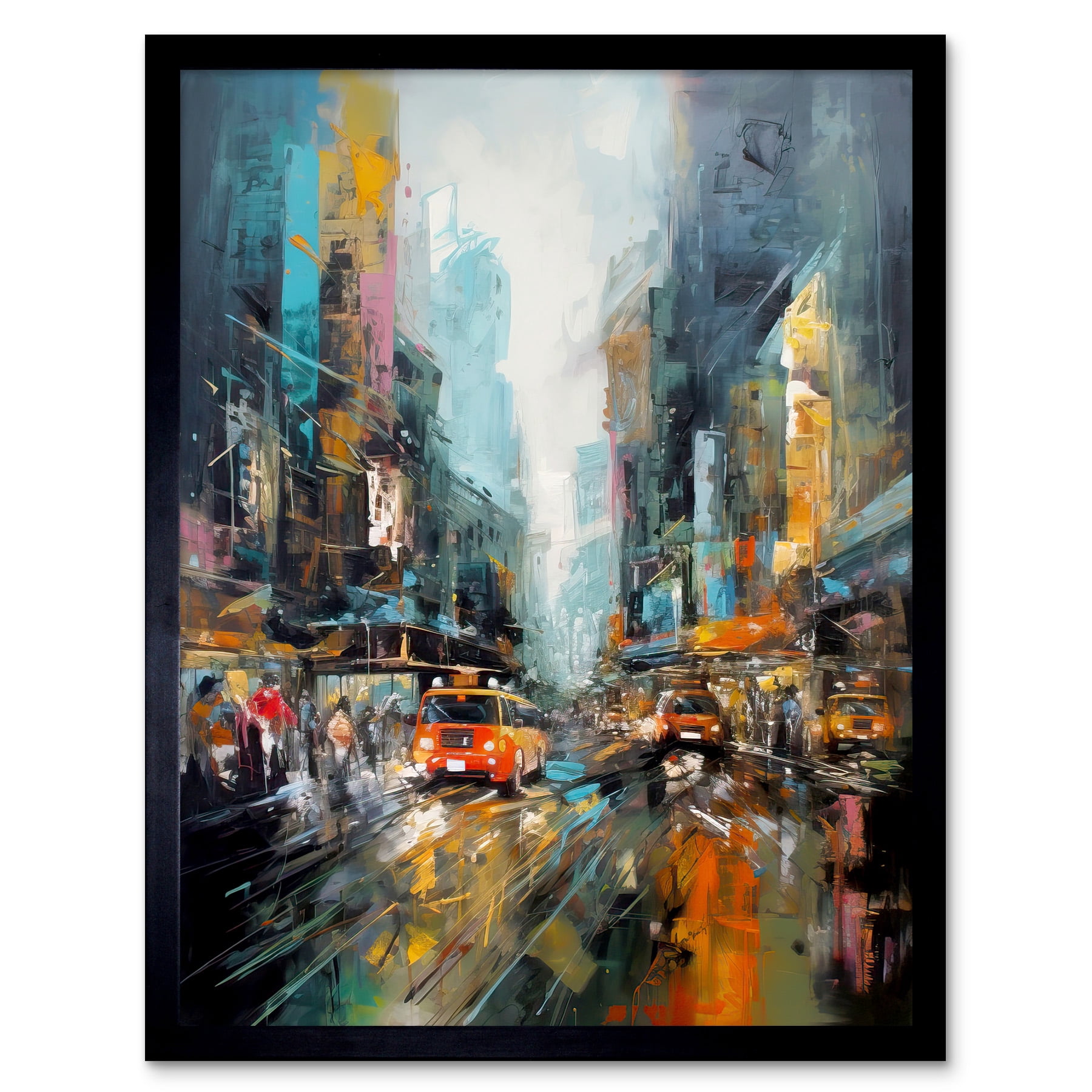 New York City Rainy Day Abstract Action Cityscape Art Print Framed ...