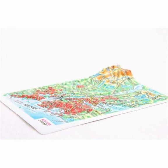 New York City Raised Relief Map, Rubberized Foam Backing Plus Magnet - Souvenir Size