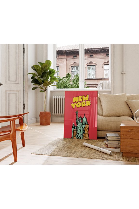 New York City Red Travel Exhibition Print, Preppy NYC Poster