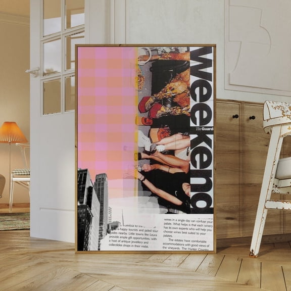 New York City Retro Art Print: Trendy Collage Poster (), Unframed Paper Poster 8x10in