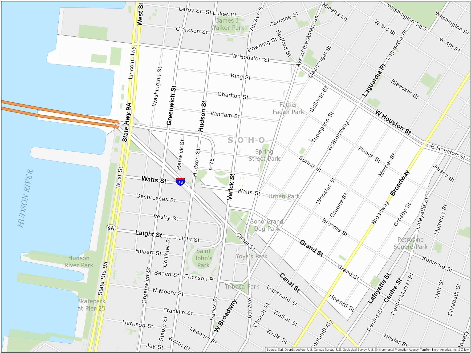 New York City SOHO Map GLOSSY POSTER PICTURE PHOTO PRINT BANNER ...