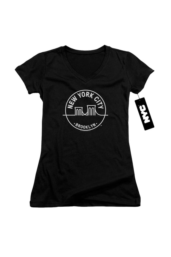 New York City See Nyc Brooklyn Junior Women's V-Neck T-Shirt Black