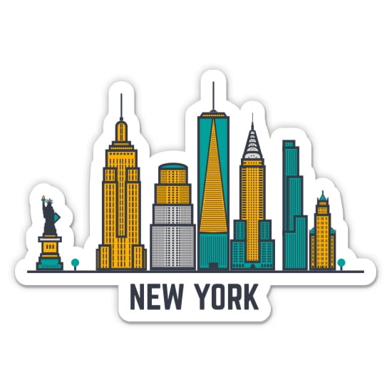 New York City Skyline - 8" Vinyl Sticker - For Car Laptop I-Pad - Waterproof Decal