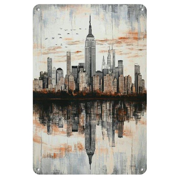 New York City Skyline 8x12" Iron Wall Art - Chic Home & Kitchen Decor, Unique Gothic Poster, Perfect for Room Decor
