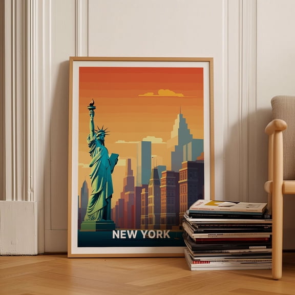 New York City Skyline Art Print NYC America Wall Art, Unframed Paper Poster 8x10in