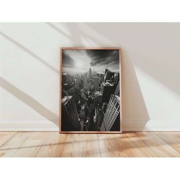 New York City Skyline Black White Wall Art Poster Unframed Paper Print