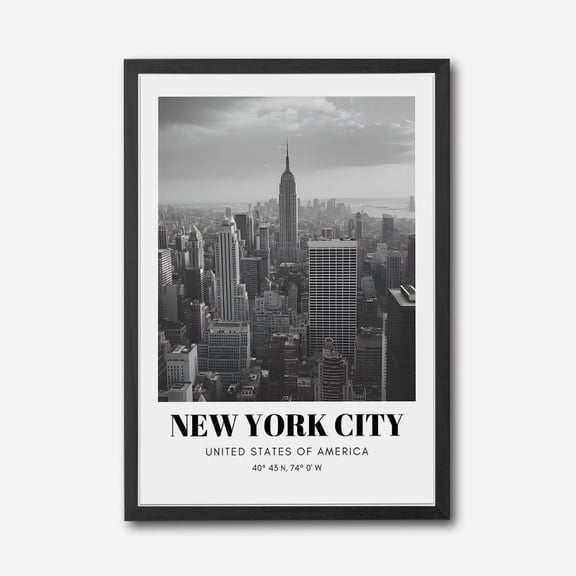 New York City Skyline Black and White Canvas Wall Art – Modern Urban Decor