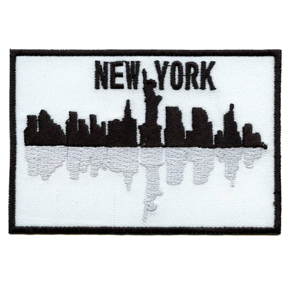 New York City Skyline Box Logo Embroidered Iron On Patch
