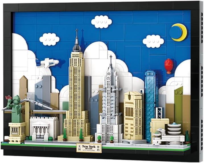 New York City Skyline Building Block Set – 1101 Pieces City Postcard Model Kit, 15.1 x 3.3 x 11.3 in, for Adults ,NYC Landmark-Inspired Display for Home or Office