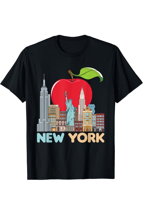 New York City Skyline Gift Big Apple State Souvenir NYC T-ShirtMen and women, Black T-shirt, size: Extra large