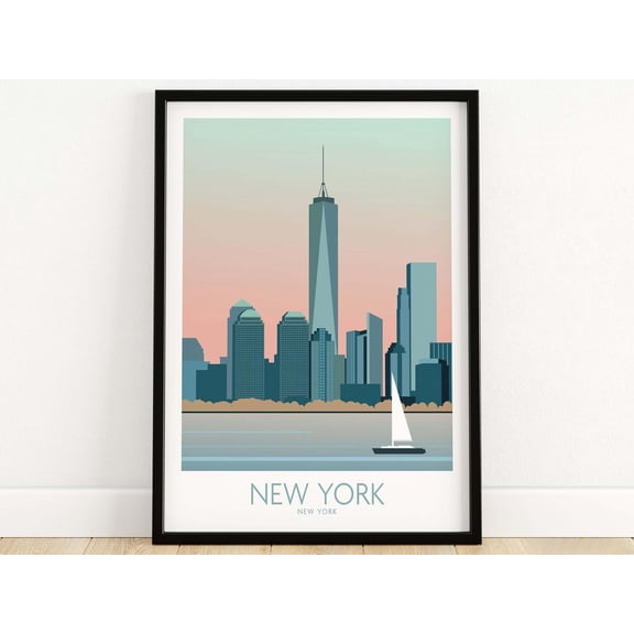 New York City Skyline Minimalist Print Framed Unframed Wall Art for Home Decor Modern NYC