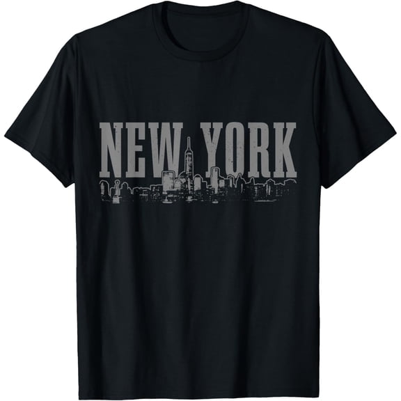 New York City Skyline NY Vintage NYC T-ShirtMen and women, Black T-shirt, size: Extra large