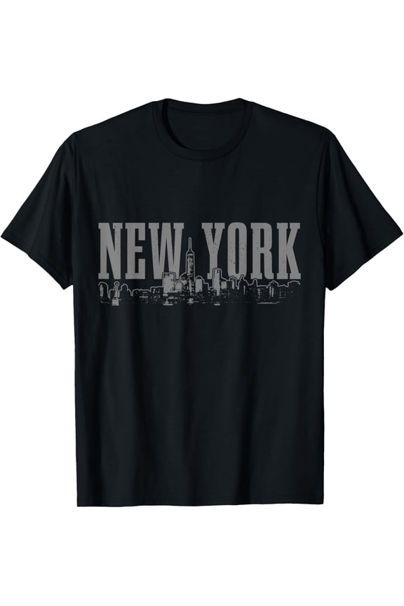 New York City Skyline NY Vintage NYC T-ShirtMen and women, Black T-shirt, size: Extra large