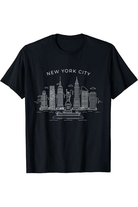 New York City Skyline NY Vintage New York City NYC T-Shirt Black Small