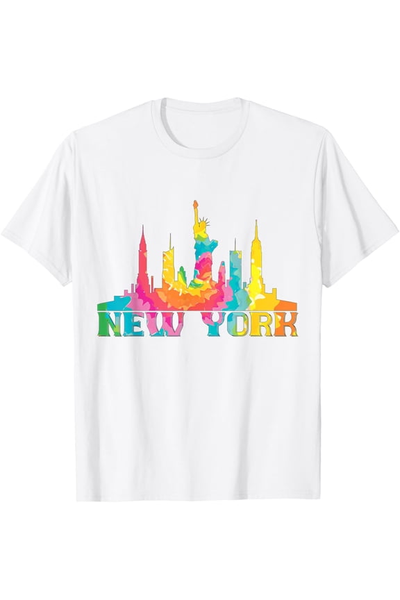 New York City Skyline NYC Tie Dye Liberty I Love New York T-ShirtMen's and women's pure cotton short-sleeved shirts