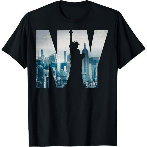 New York City Skyline New York Illustration Graphic T-ShirtMen and women, Black T-shirt, size: Extra large