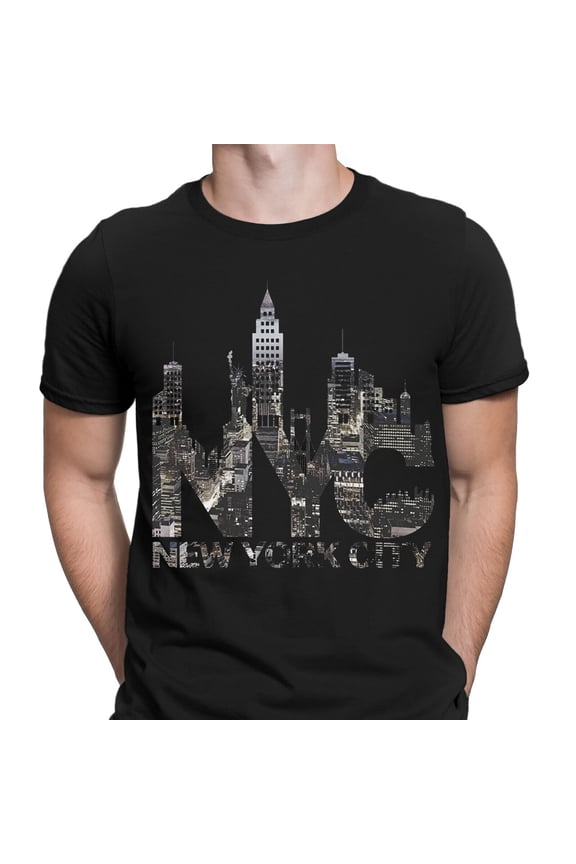 New York City Skyline Nyc Imagine Party Retro Vintage Mens T-Shirts Tee Top #NED