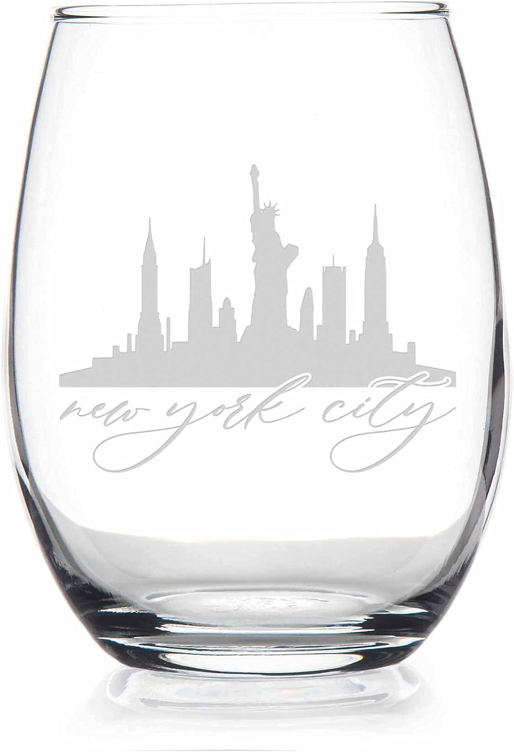 New York City Skyline Stemless Wine Glass New York City Gift, Nyc
