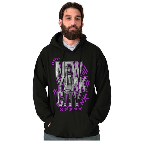 New York City Skyscraper Graffiti Unisex Plus Fleece Graphic Hoodie Brisco Brands 3X