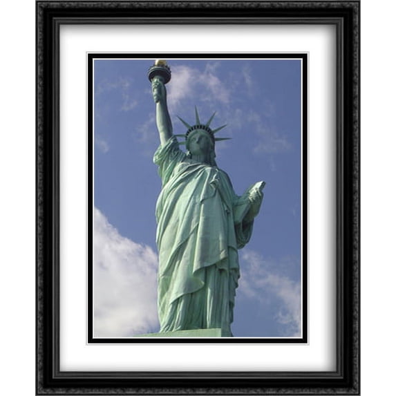 New York City Statue of Liberty 2x Matted 28x34 Large Black Ornate Framed Art Print by The Cityscape Art Print Series