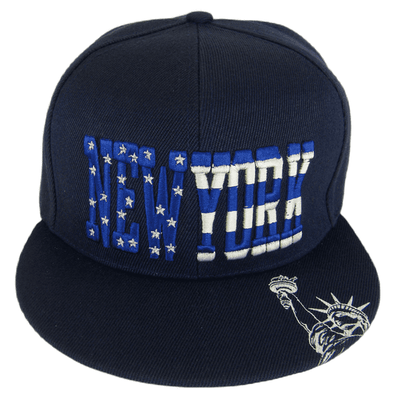 New York City Statue of Liberty Patriotic Snapback Baseball Cap (Navy)