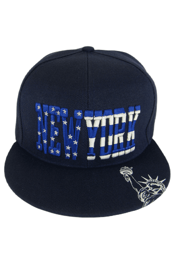 New York City Statue of Liberty Patriotic Snapback Baseball Cap (Navy)