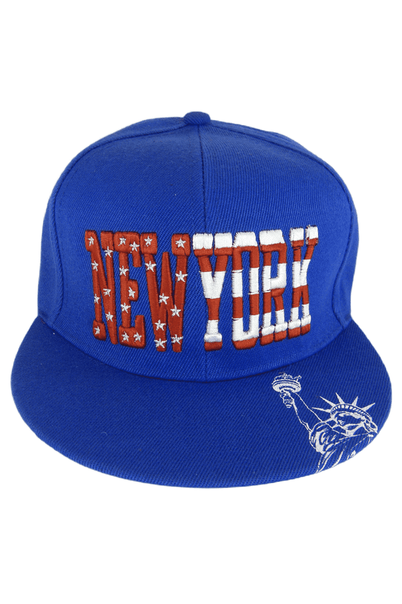 New York City Statue of Liberty Patriotic Snapback Baseball Cap (Royal)
