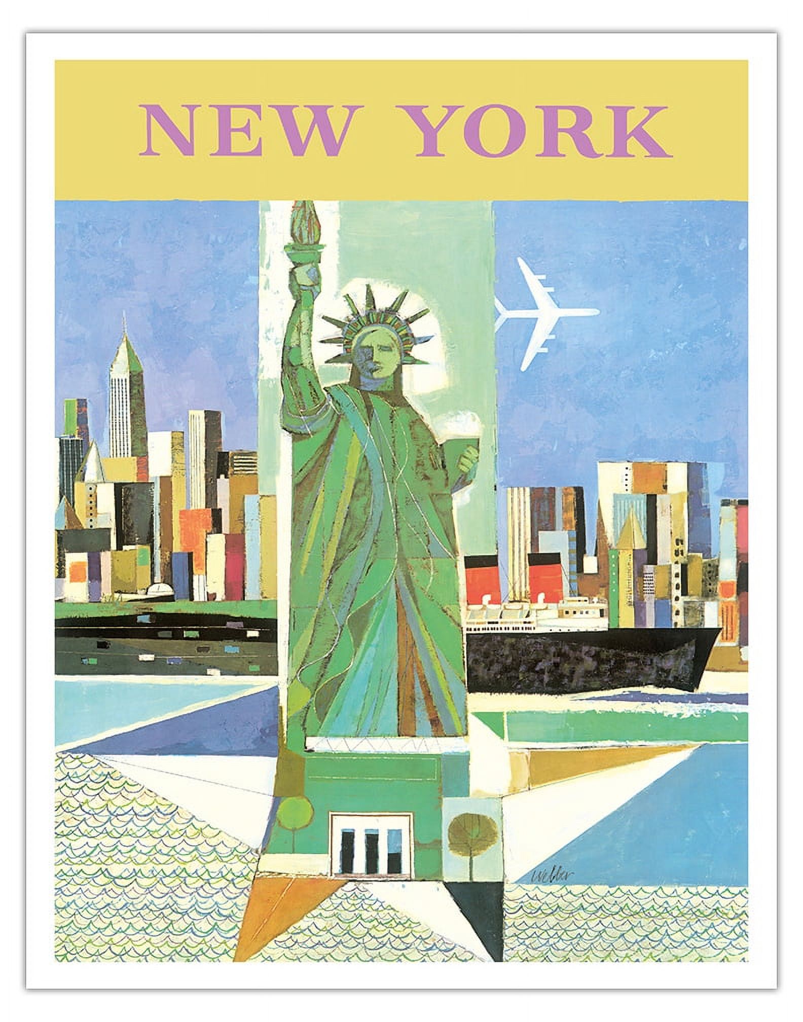New York City - Statue of Liberty - Vintage Airline Travel Poster by ...