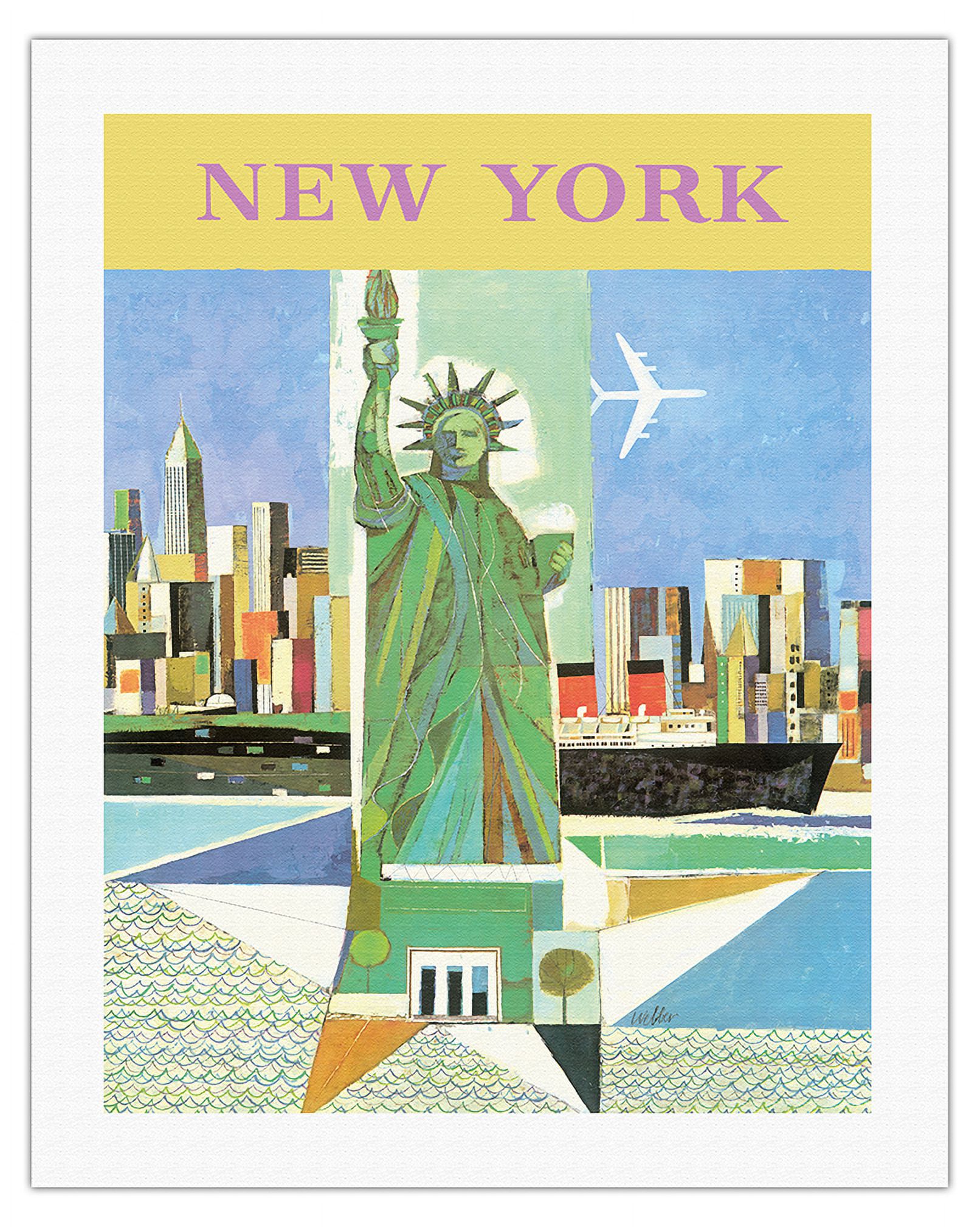 New York City - Statue of Liberty - Vintage Airline Travel Poster by ...