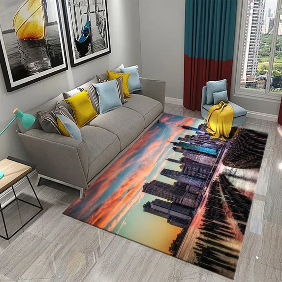 New York City Street Landscape Night Scenery Populus Room Study bedroom decoration carpet