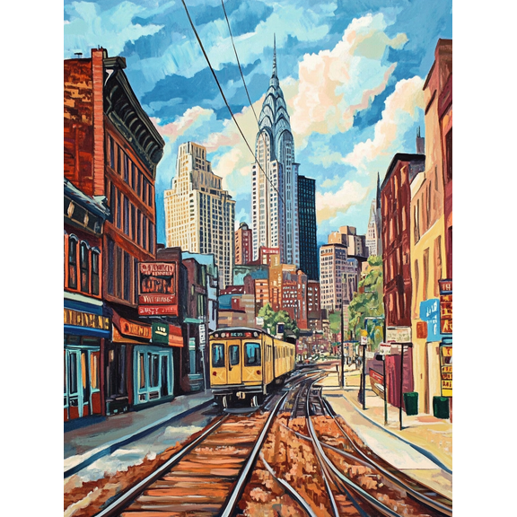 New York City Street Scene Canvas Painting/Decorative Painting Suitable for Living Room Bedroom Office Dining Room and Hotel Decoration