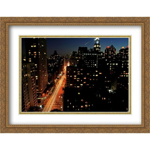 New York City Streets 2x Matted 36x28 Large Gold Ornate Framed Art Print by The Cityscape Art Print Series
