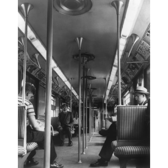 New York City Subway Car Interior With Fluorescent Lighting History (18 x 24)