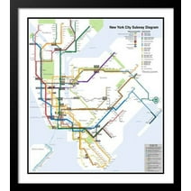 New York City Subway Map 25x29 Framed and Double Matted Photo
