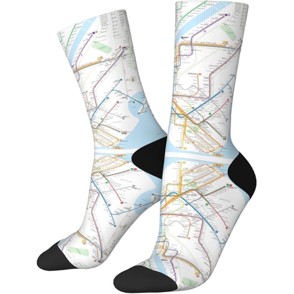 New York City Subway Map Novelty Crew Socks for Men & Women