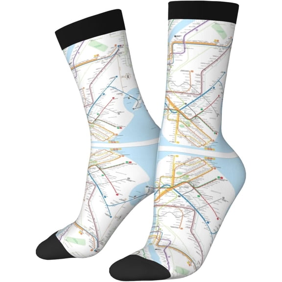 New York City Subway Map Novelty Crew Socks for Men & Women