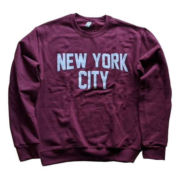 New York City Sweatshirt Mens / Unisex Crewneck Maroon-White, X-Large