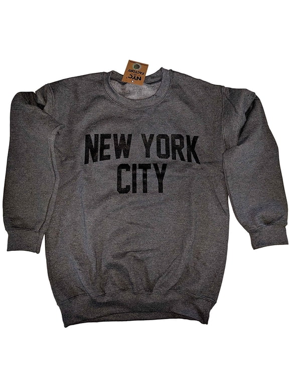New York City Sweatshirt Screenprinted Dark Heather Charcoal NYC Lennon Shirt Large