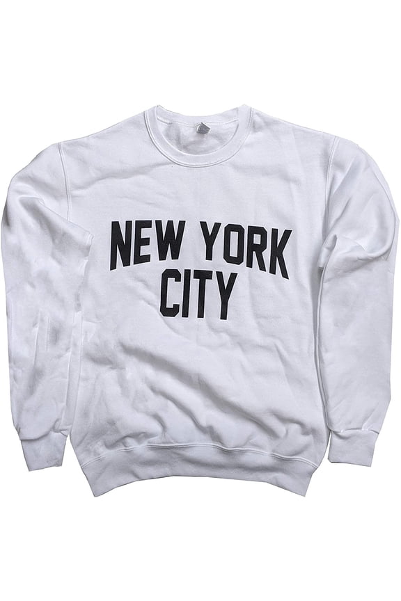New York City Sweatshirt Screenprinted White Crewneck Shirt White, X-Large
