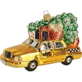 thumbnail image 1 of New York City Taxi Cab with Christmas Tree and Presents Polish Glass Ornament, 1 of 3