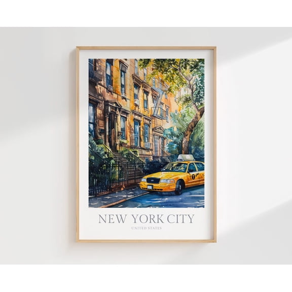 New York City Taxi Wall Art Home Decor Poster Manhattan Poster, Unframed Size 8x12