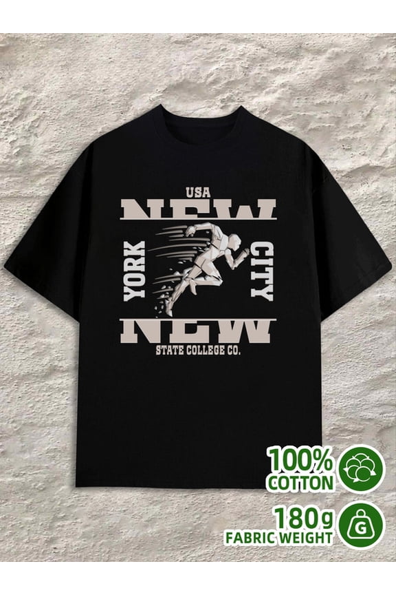 New York City Tee mens black 180G 100% Cotton Classic casual T-shirt,street style,summer casual wear,perfect for gift giving Casual Unisex Shirt Crewneck tshirts