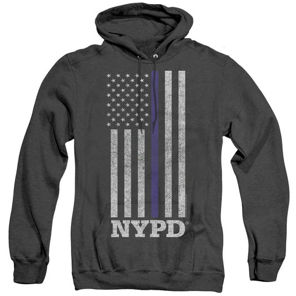 New York City Thin Blue Line Adult Heather Hoodie Sweatshirt Black