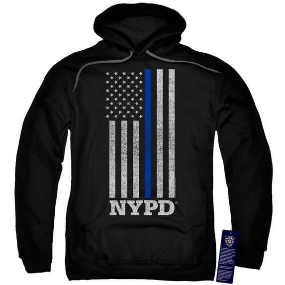 New York City Thin Blue Line Adult Pullover Hoodie Sweatshirt Black