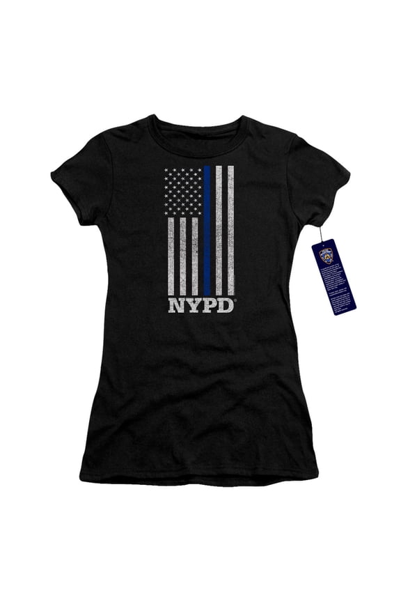 New York City Thin Blue Line Junior Women's T-Shirt Sheer Black