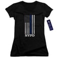 thumbnail image 1 of New York City Thin Blue Line Junior Women's V-Neck T-Shirt Black, 1 of 1