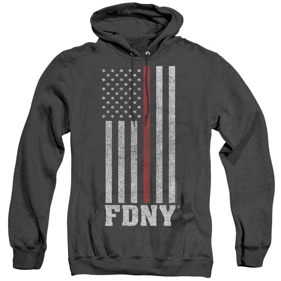 New York City Thin Red Line Adult Heather Hoodie Sweatshirt Black