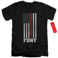 thumbnail image 1 of New York City Thin Red Line Adult V-Neck T-Shirt 30/1 T-Shirt Black, 1 of 1