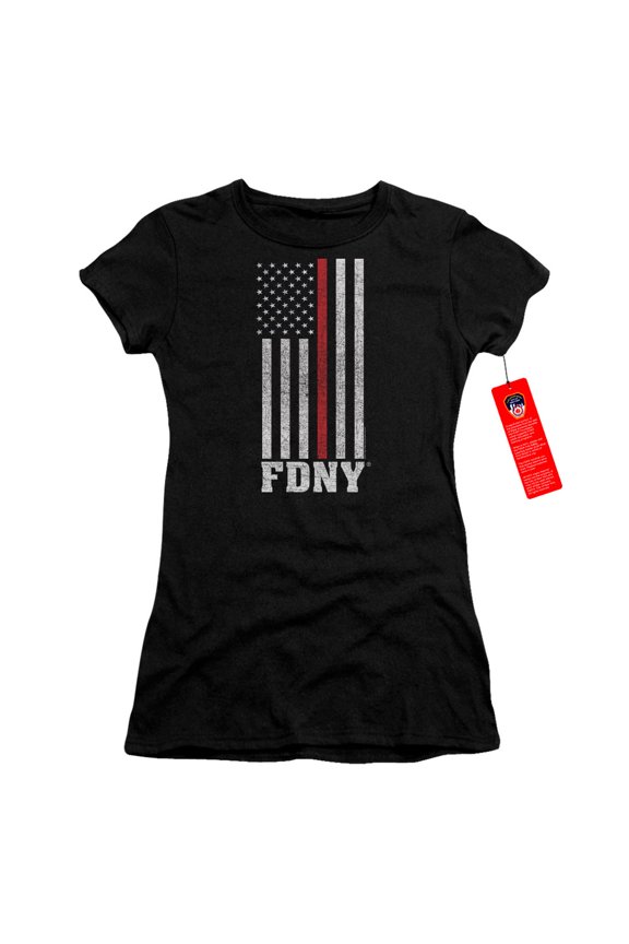 New York City Thin Red Line Junior Women's T-Shirt Sheer Black